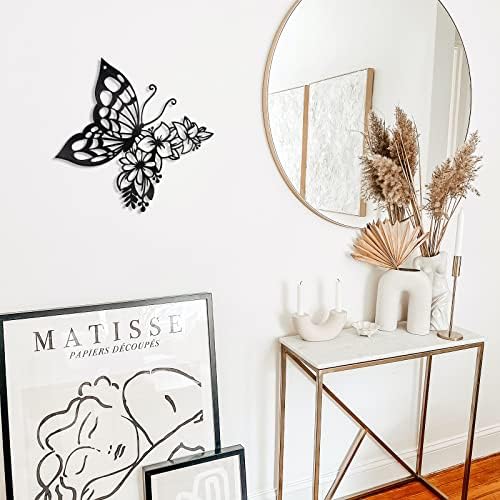 Ez4ence Декорација на пеперутка wallидна уметност бохо wallид дома украс виси изглед wallиден декор метал виси пеперутка декор цветна