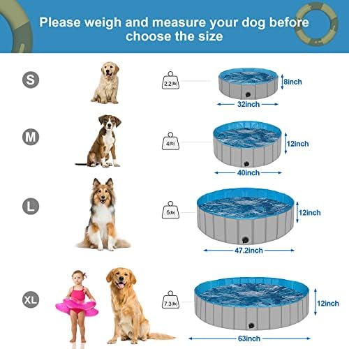 Базен за кучиња за големи кучиња, пластичен базен за кучиња, кучиња када преносен, преклопен базен за кучиња отпорни на лизгање