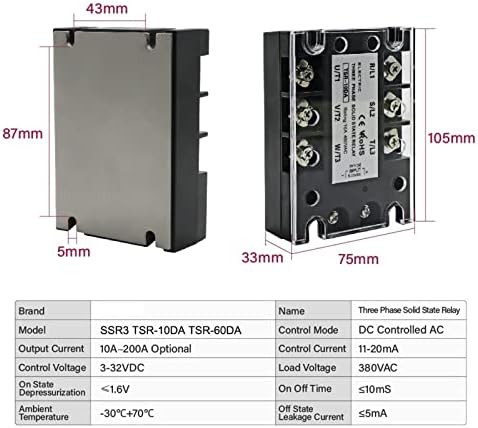 Gibolea TSR SSR-10DA SSR-40DA SSR 25A 60A 80A 100A три фаза SSR Solid State Relay DC Control AC 480V 5-32V влез алуминиум HeatSink