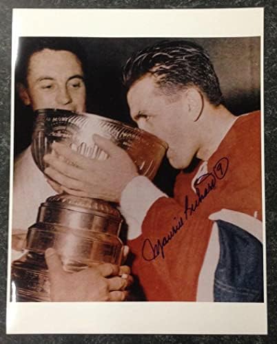 Морис Ричард го потпиша Монтреал Канадиенс 11 x 14 Фото Пиење од чашата - Автограмирани фотографии од НХЛ