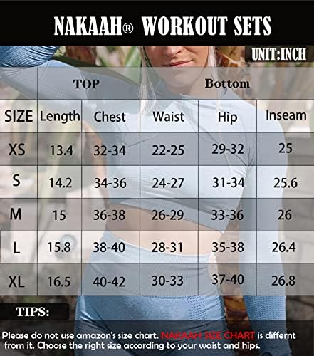 Сетови за вежбање Nakaah за жени беспрекорни високи половини, симпатични култури, јога со две парчиња облека за жени