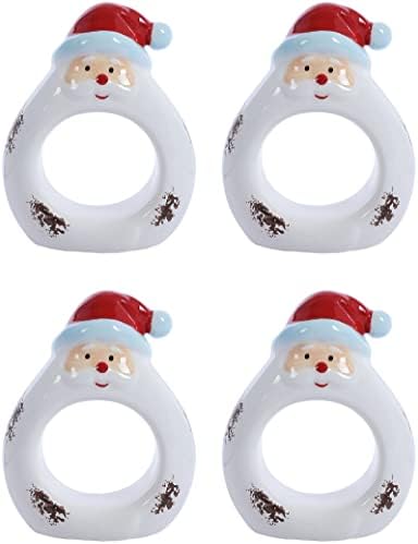 Рачни насликани керамички снежни прстени за салфетка