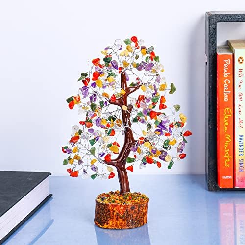 Модаади Чакра дрво на животот - Кристално дрво за позитивна енергија - Бонсаи дрво - Декор на Фенг Шуи - јасен кварц - рачно изработен кристален
