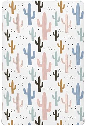 Umiriko Cactus Plant Color Pack n Play Baby Play Playard Sheets, Mini Crib Sheet за момчиња девојчиња играч за играчи на материјали 20204122