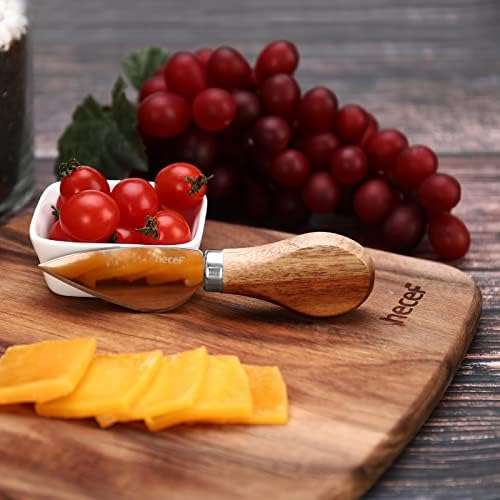 Сет на табла за сирење Хефеф од 3, чинија за сирење од дрво од багрем и нож за сирење и сирење од сирење, табла за сервирање на табла за