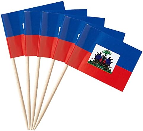Gentlegirl 100 парчиња Хаити знаме Хаити за заби за чепкалка за заби Мали мини Хаити кекс -топери за лепење знамиња Декорации