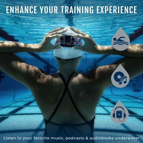Аудио интервал H2O - Слушалки за пливање направени за Apple Watch со бас -засилен Surge S+ Surming Airbuds - Слушалки за пливање со Bluetooth