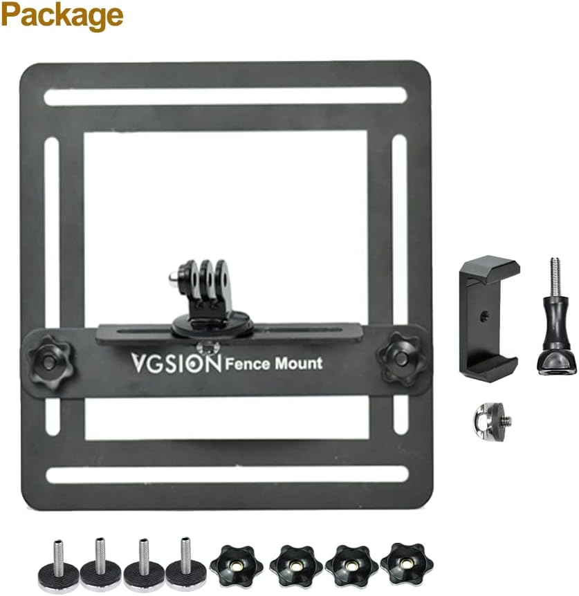 VGSION камера Бејзбол алуминиумска ограда монтирање за GoPro Hero 11, Hero 10/9/8/7/6, Insta360 One R, iPhone, BlackBerry, Samsung