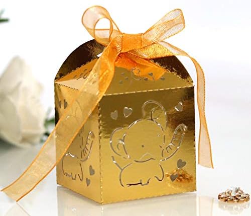 50 парчиња Шупливи Кутии За Бонбони Со Шаблони За Слонови Торби За Подароци За Бебешки Туш Свадбени Услуги