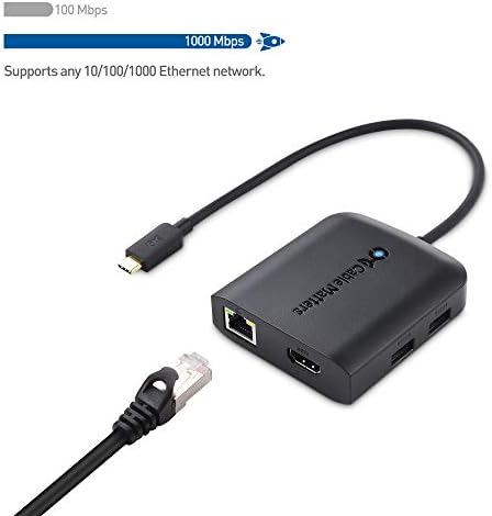 КАБЕЛСКИ Работи USB C Центар СО HDMI 4K, 80w Полнење, Gigabit Ethernet, И 3X USB Во Црно-USB-C и Thunderbolt 4 / USB4 / Thunderbolt 3
