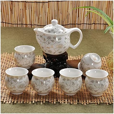 Чај сет Jingdezhen чај сет сина и бела порцеланска двојна wallидна чаша креативен цвет змеј чајник кунг фу чај сет чај поставени чај подароци, чај садови-c-c