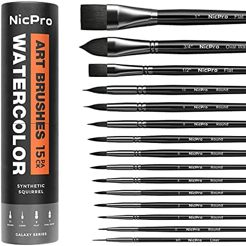 Nicpro 7 парчиња детали за боја на бојата со 15 парчиња сет за четки за бои за акварел