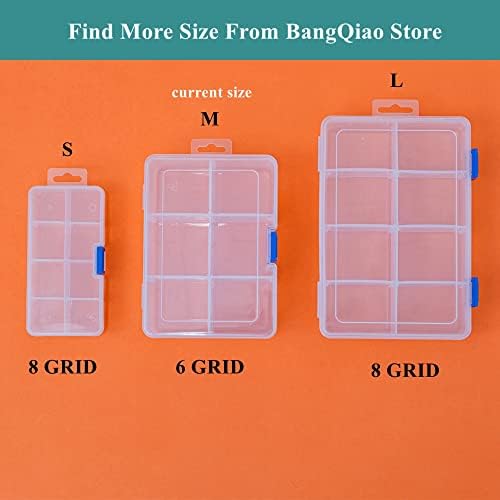 BANGQIAO 3 PACK Пластично отстранлив кутија за делител и кутија за складирање за мали делови, хардвер и занает, 6 мрежи, чиста