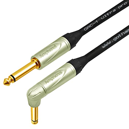 20 стапки-Gotham GAC-1 Ultra Pro-Premium, кабел за инструменти со бас-бас-бас-бас-бас-кабел-амфенол QM2R-AU & QM2P-AU ¼ инчен златен TS конектори