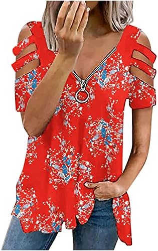 Женски Туника Блузи Мода Патент V-Вратот Шупливи Надвор Ладно Рамо Тече Полите Кошули Маица блузи &засилувач; Маици