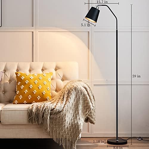Под ламба со мејцели, индустриска подна ламба со LED сијалица од 12W во 3 бои, 360 ° ротација висока ламба, вклучена/надвор од