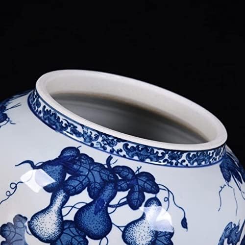Сина и бела декоративна керамичка ѓумбир тегла, порцелански цветен храм тегла вазна, чајни канистер, сад со шеќер кади, порцелан
