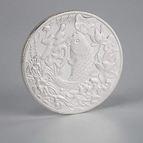 Комеморативна монета кои риба сребро позлатена девет риба благослов Комеморативен медал фенг шуи среќен благослов риба врежана